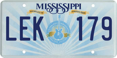 MS license plate LEK179