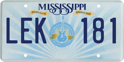 MS license plate LEK181