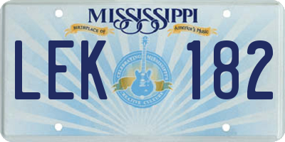 MS license plate LEK182