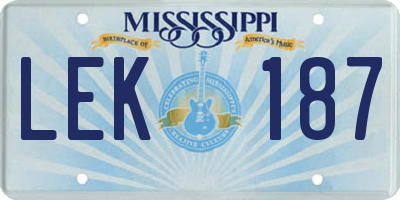MS license plate LEK187