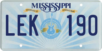 MS license plate LEK190