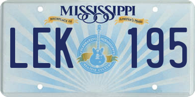 MS license plate LEK195