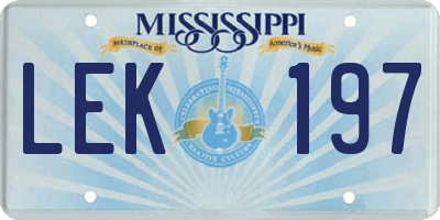 MS license plate LEK197
