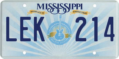 MS license plate LEK214