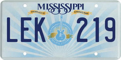 MS license plate LEK219