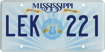 MS license plate LEK221