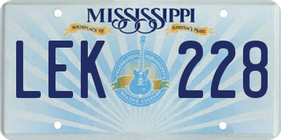 MS license plate LEK228