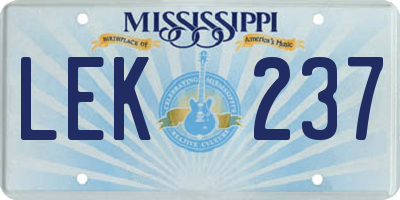 MS license plate LEK237