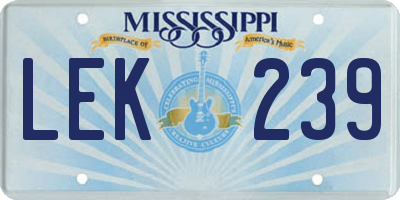 MS license plate LEK239