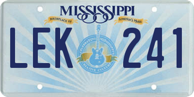 MS license plate LEK241
