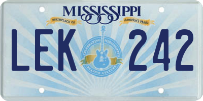 MS license plate LEK242