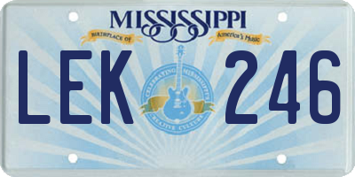 MS license plate LEK246