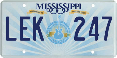 MS license plate LEK247