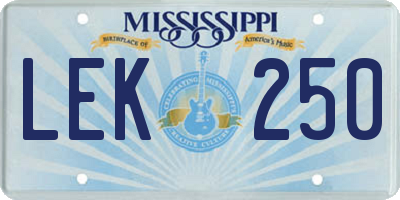 MS license plate LEK250