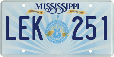 MS license plate LEK251