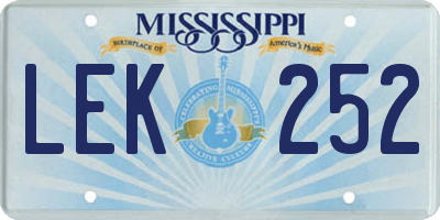 MS license plate LEK252