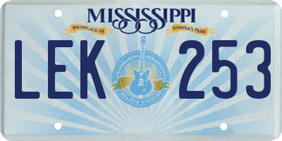 MS license plate LEK253