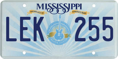 MS license plate LEK255