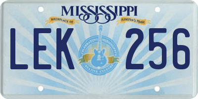 MS license plate LEK256