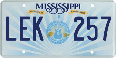 MS license plate LEK257