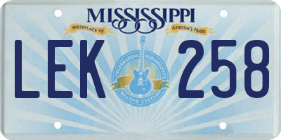 MS license plate LEK258