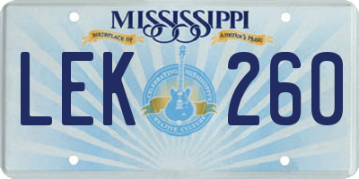 MS license plate LEK260