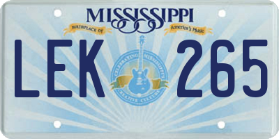 MS license plate LEK265