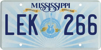MS license plate LEK266