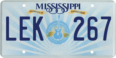 MS license plate LEK267