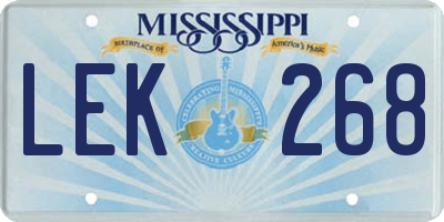 MS license plate LEK268