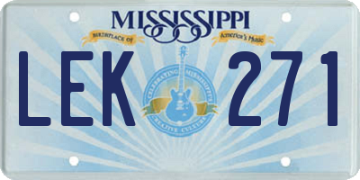 MS license plate LEK271