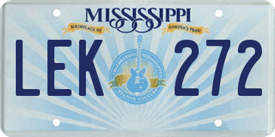MS license plate LEK272