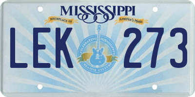 MS license plate LEK273
