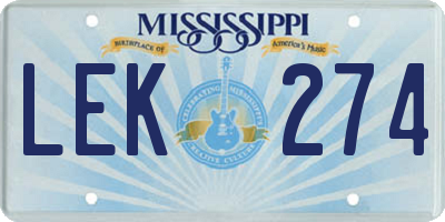 MS license plate LEK274