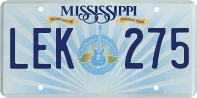 MS license plate LEK275