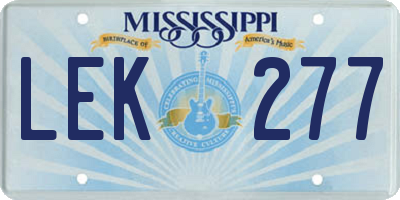 MS license plate LEK277