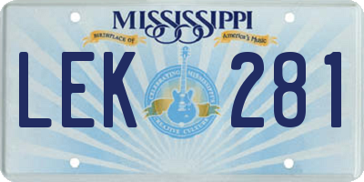 MS license plate LEK281