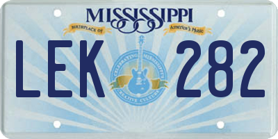 MS license plate LEK282