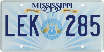 MS license plate LEK285