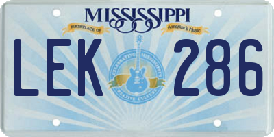 MS license plate LEK286