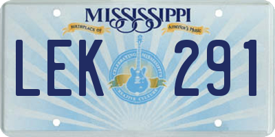 MS license plate LEK291