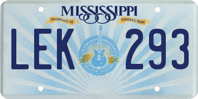 MS license plate LEK293