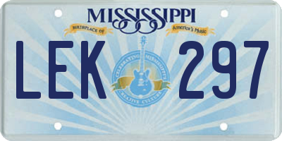 MS license plate LEK297