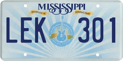 MS license plate LEK301