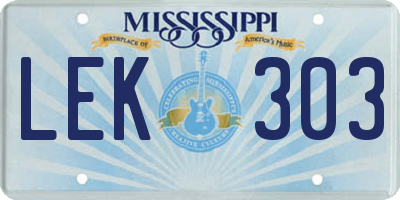 MS license plate LEK303