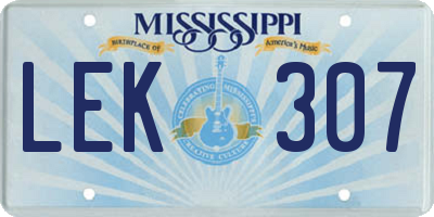 MS license plate LEK307