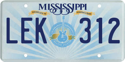 MS license plate LEK312