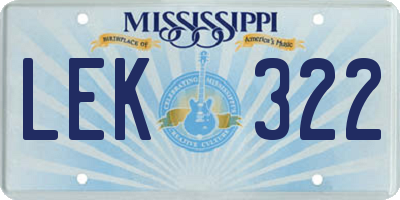 MS license plate LEK322