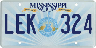 MS license plate LEK324