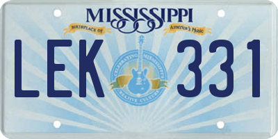MS license plate LEK331